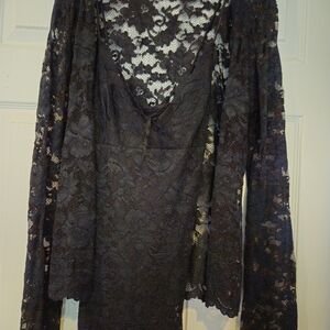 Hugo Buscati Black Lace Long Sleeve Dress